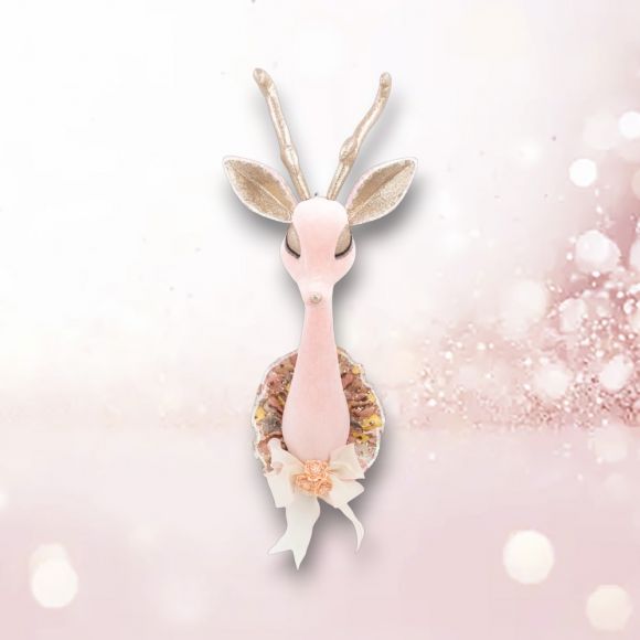 22" Pink Deer Head Wall Decor