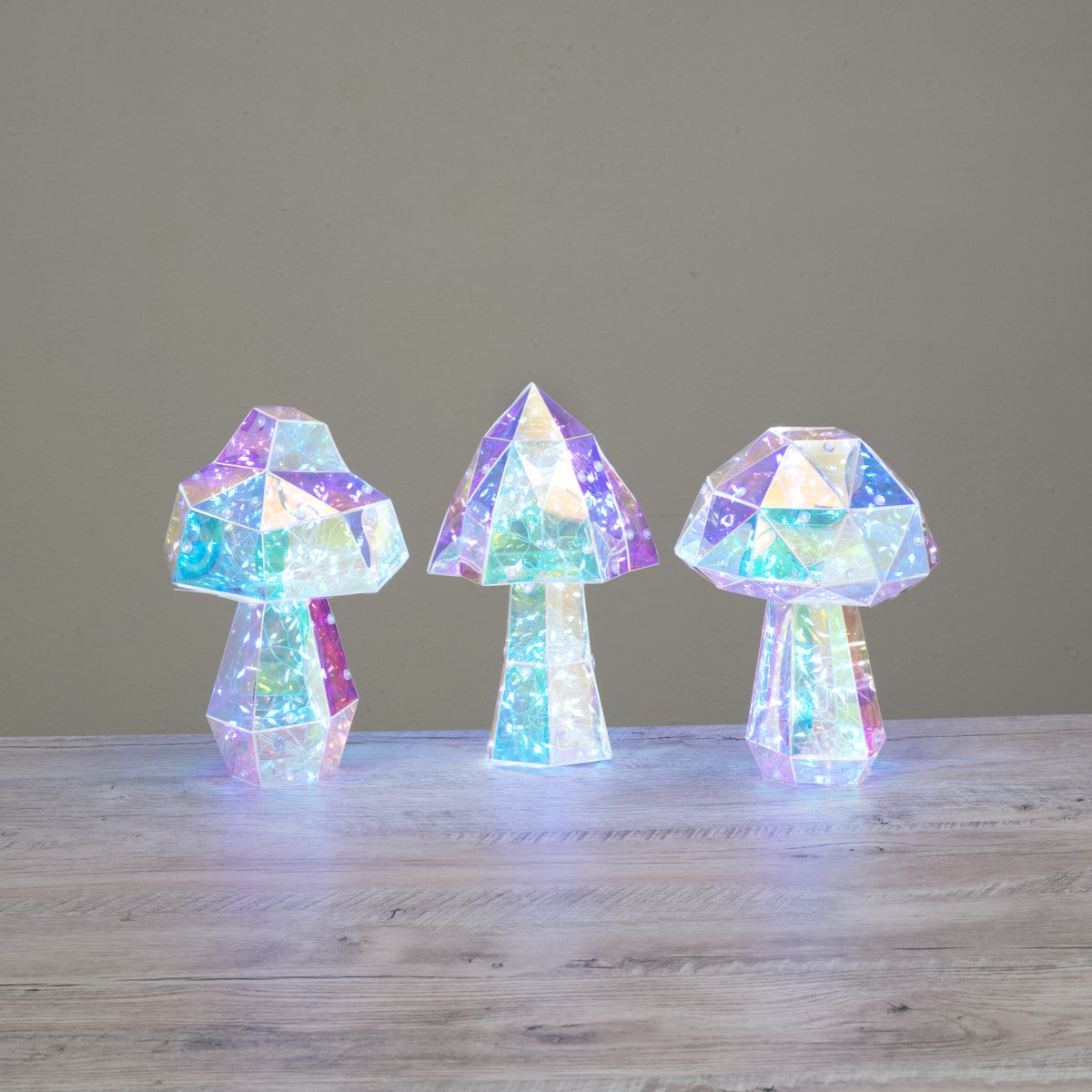 9.45" Iridescent LED MUSHROOMS SET OF 3