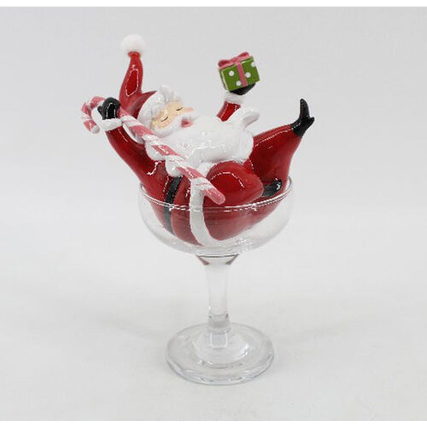 Christmas Carousel Collection Retro Santa In Martini Glass