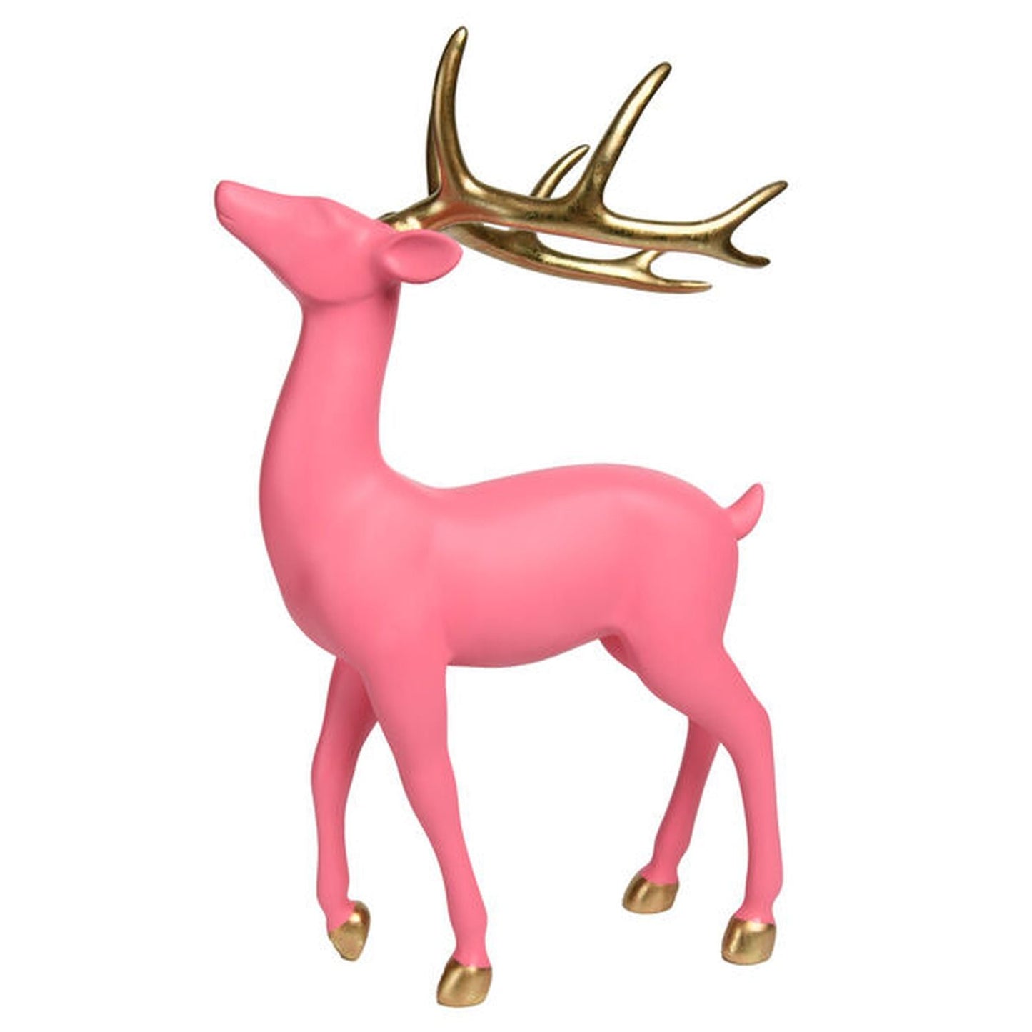 14" Bright Pink Deer With Gold Antlers