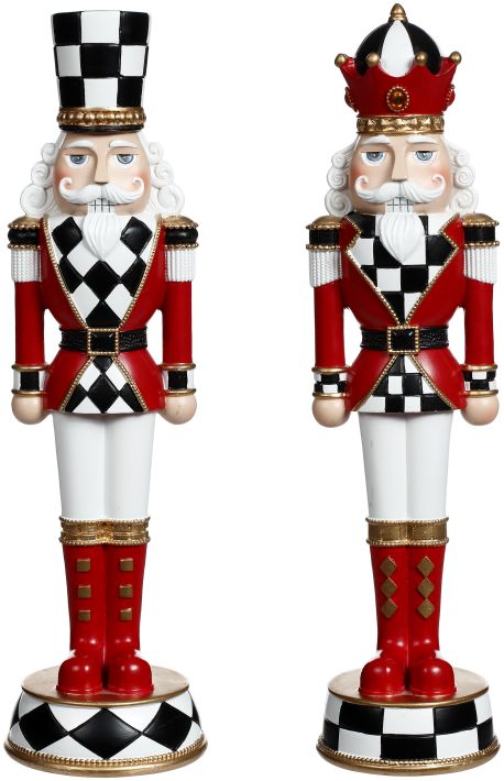 Christmas Carousel Collection - 13" Checkered Nutcracker - SET OF 2