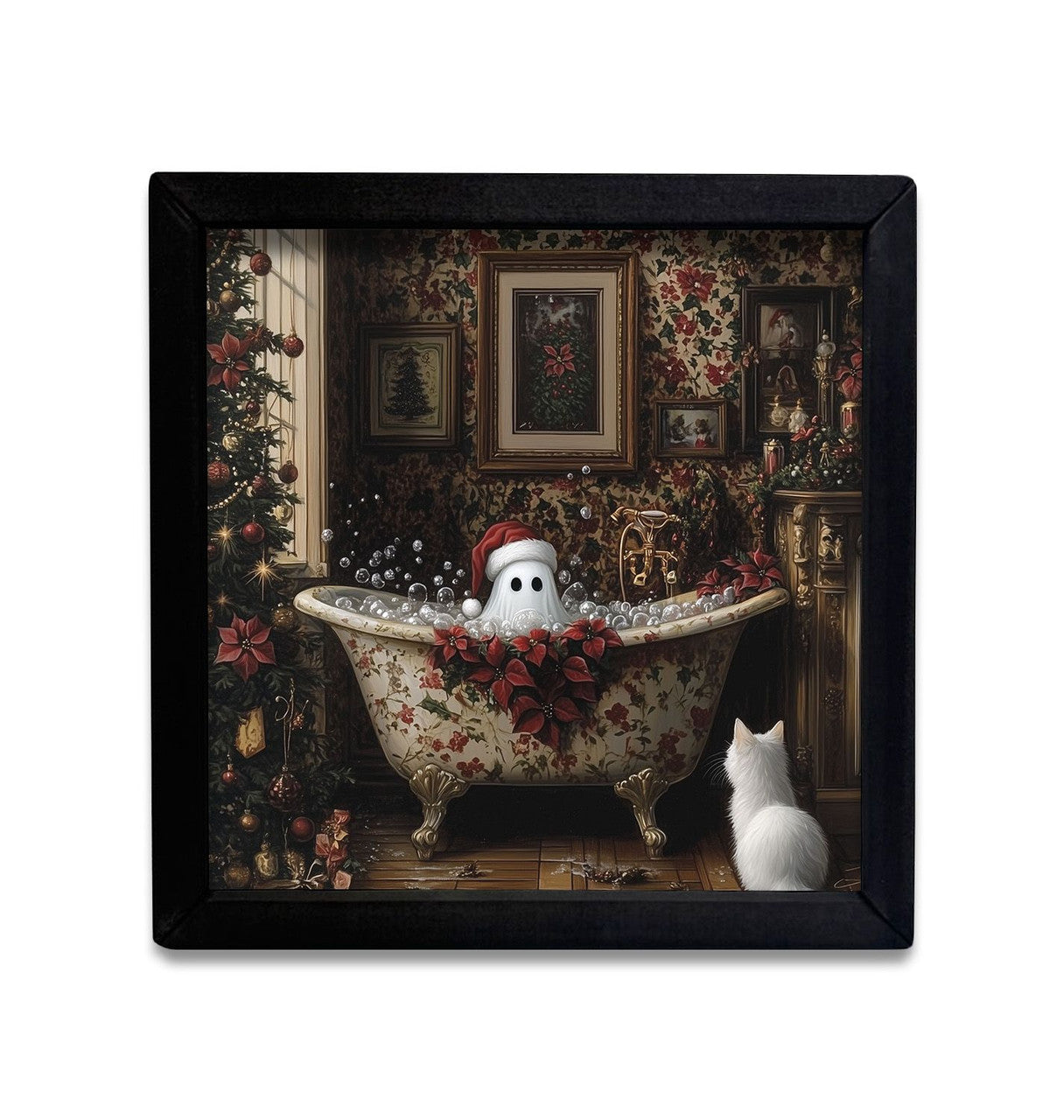 Christmas Carousel Collection - 18" x 18" Vintage Ghost Christmas Tub Box Frame