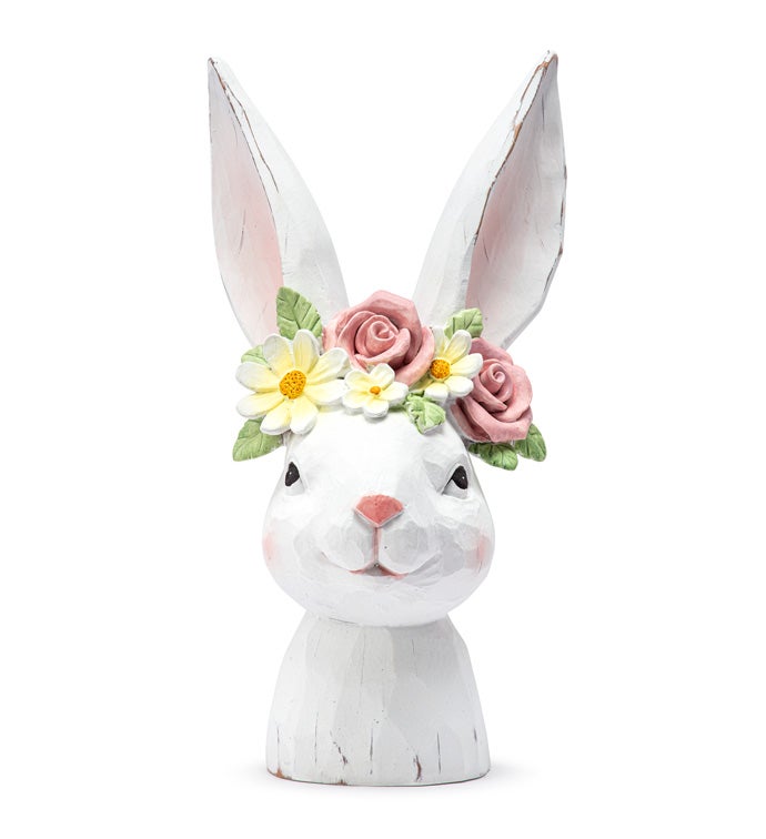 10.25" Bunny Head with Flowers