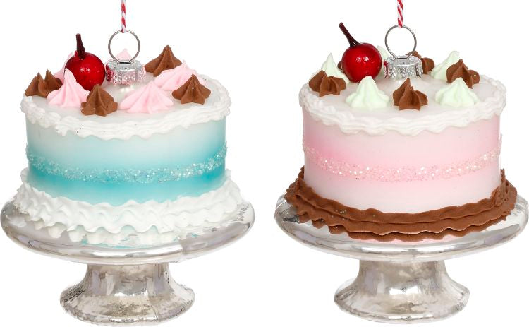 Santa's Sweet Shoppe Collection - 4" Glass Cake Ornament