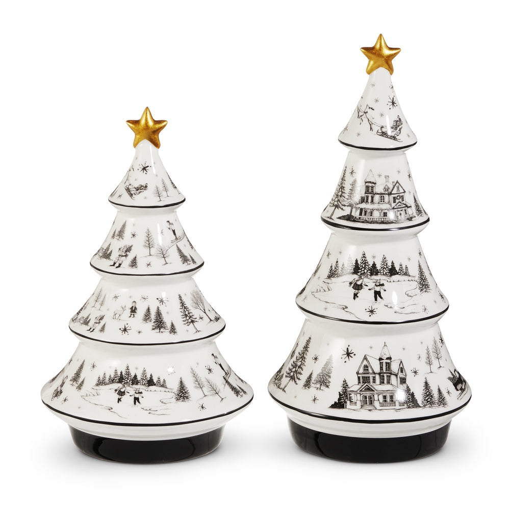 Royal Court Collection - 12" Through the Woods Ceramic Trees - SET OF 2