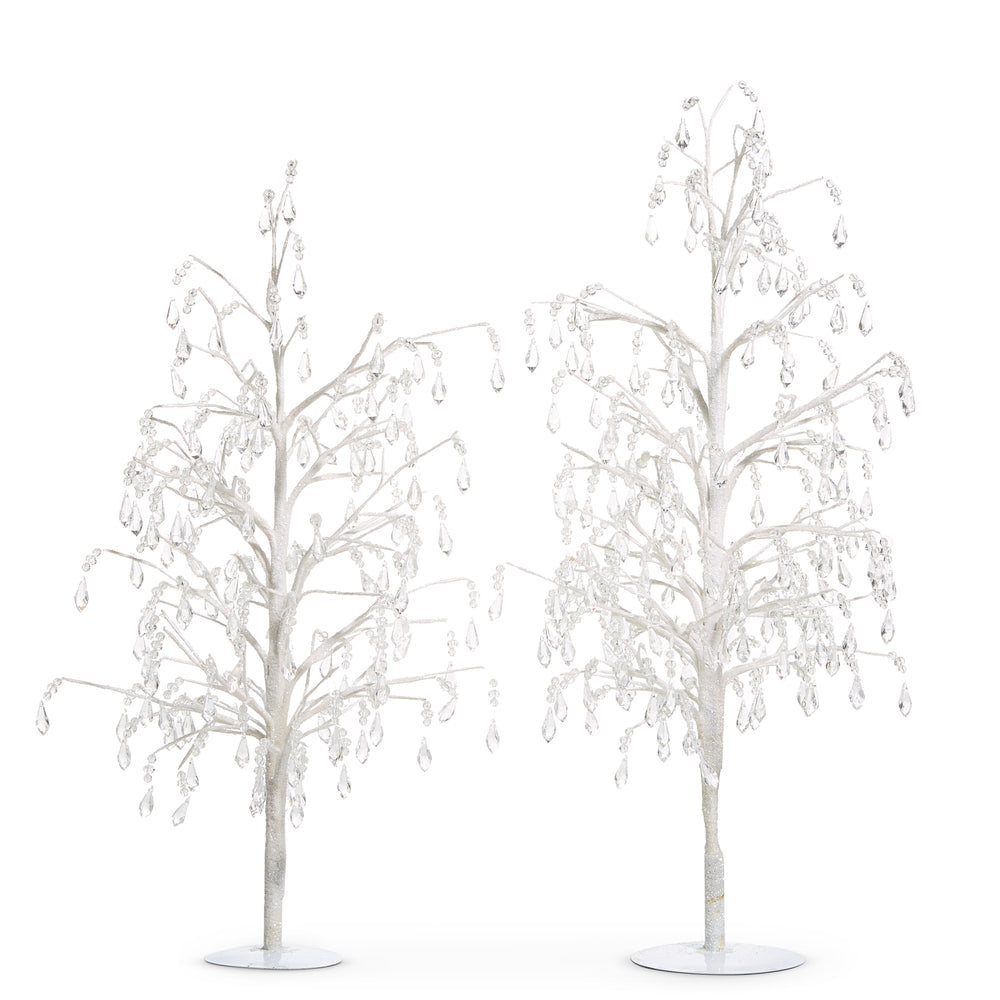 Royal Court Collection - Crystal and Silver Bead Dripping Tree - SET OF 2