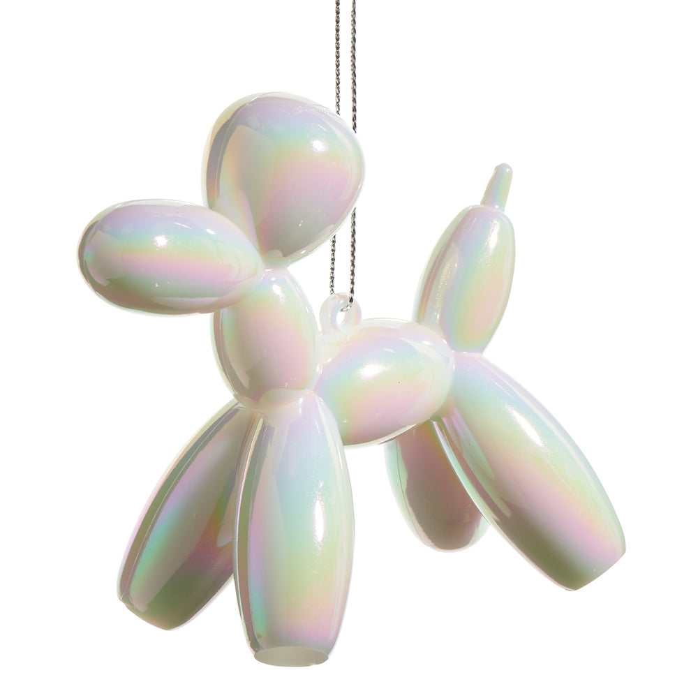 Royal Court Collection - 3.75" White Iridescent Balloon Dog Ornament