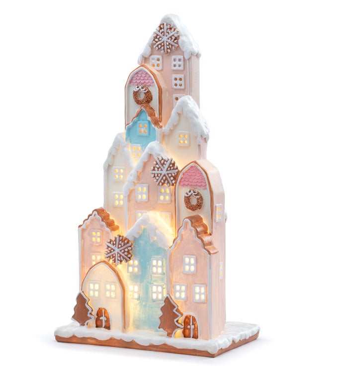 17" LED Sugared Frosting Gingerbread House