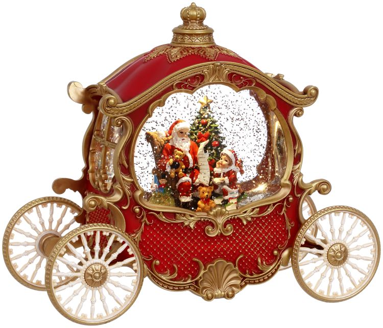 Christmas Carousel Collection - 10" Musical Carriage with Santa