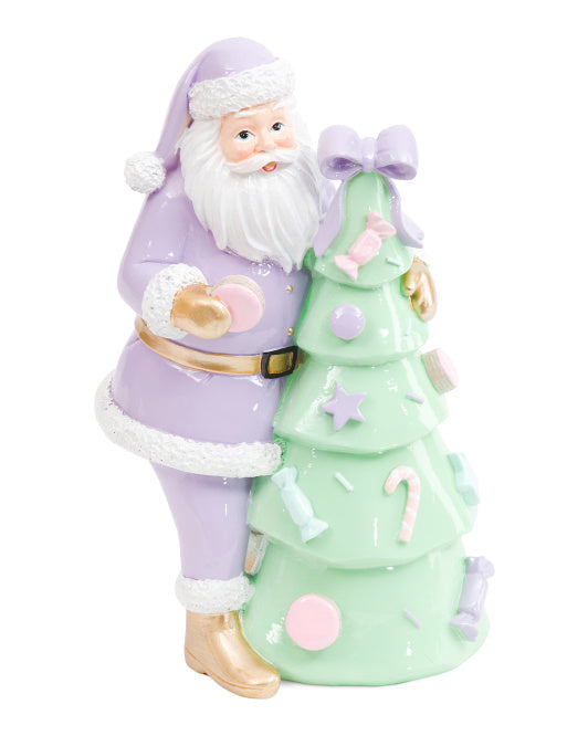 Santa's Sweet Shoppe Collection - 12.25 Resin Candy Santa With Christmas Tree