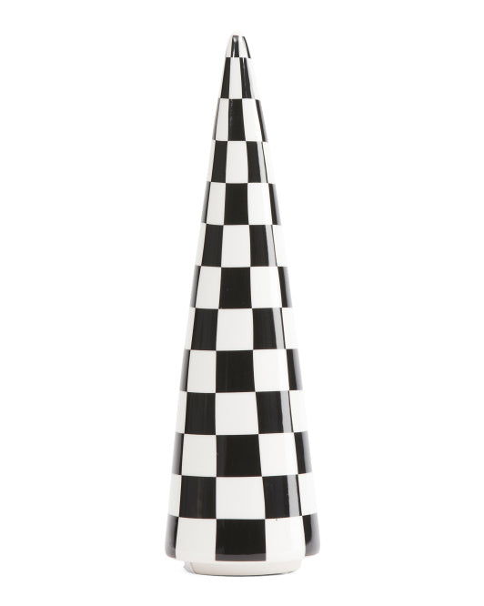 Royal Court Collection - 12.75" Checkered Ceramic Tree Decor