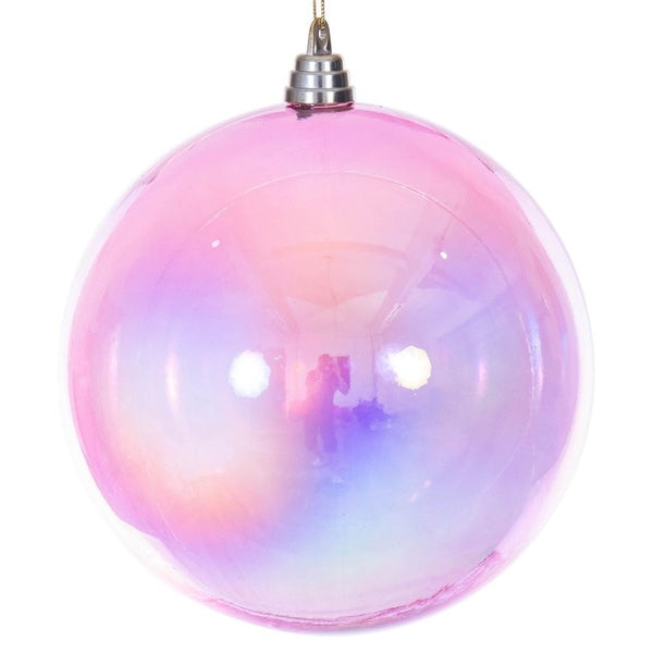 Santa's Sweet Shoppe Collection - Luxe Enamel Pink Iridescent Glossy Ball Ornament
