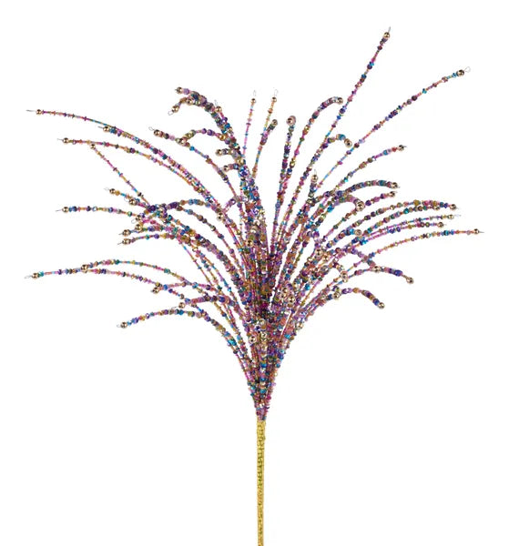 24"L SEQUIN/GLASS BEAD SPIKE SPRAY FIESTA