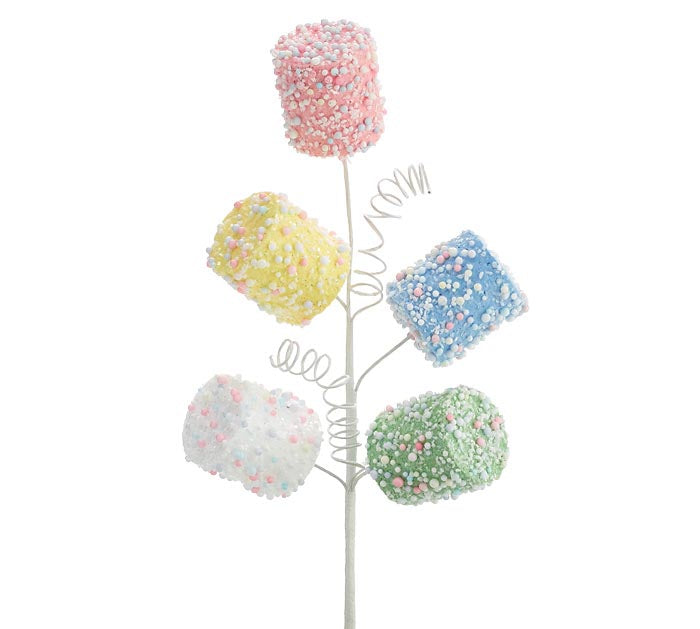 Santa's Sweet Shoppe Collection - 11.5" COLORFUL MARSHMALLOWS PICK SPRAY