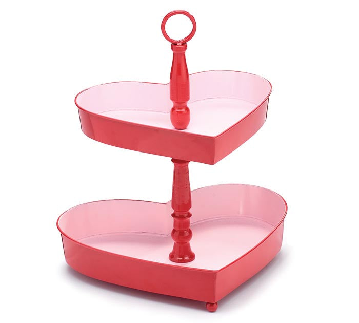 14.5" TIN TIERED VALENTINE HEART TRAY
