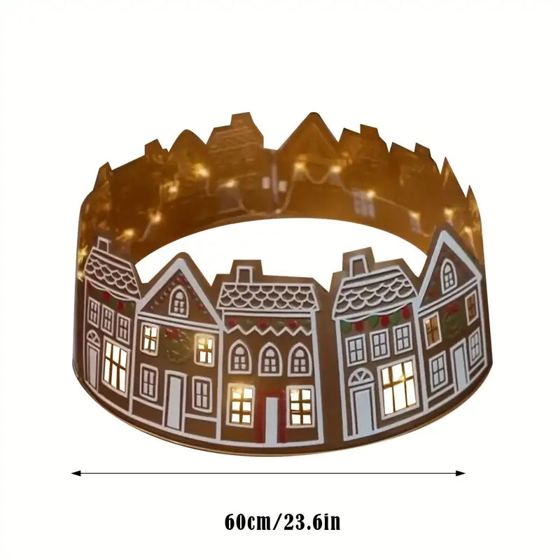 23.6" LED Gingerbread House Christmas Tree Collar