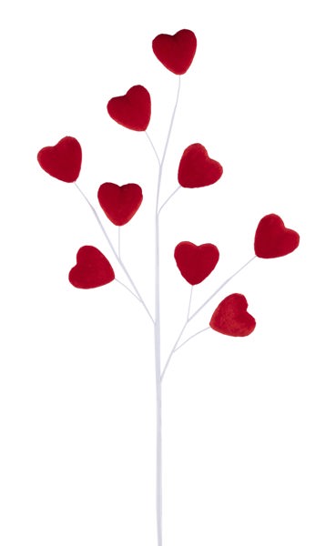 28.5"L VELVET HEART SPRAY RED