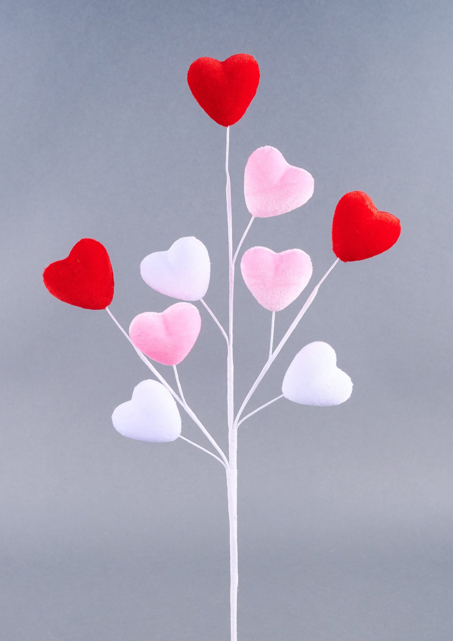 20.5"L VELVET HEART SPRAY RED/WHITE/PINK