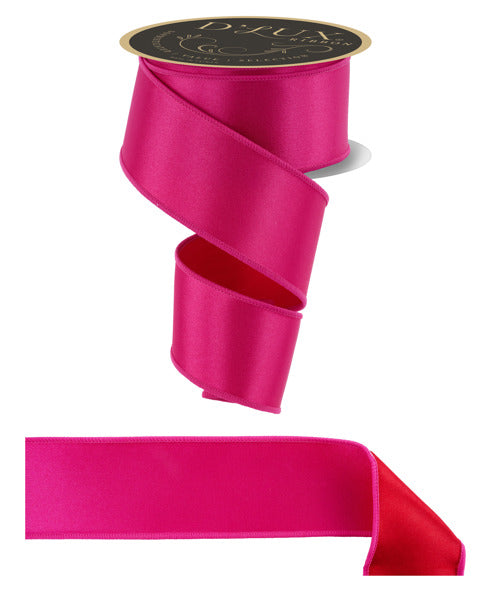 2.5"X10YD SATIN FUSED HOT PINK/RED