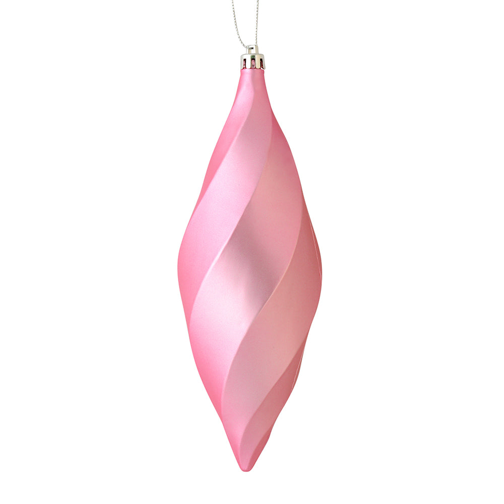 8" Pink Matte Swirl Finial Ornament