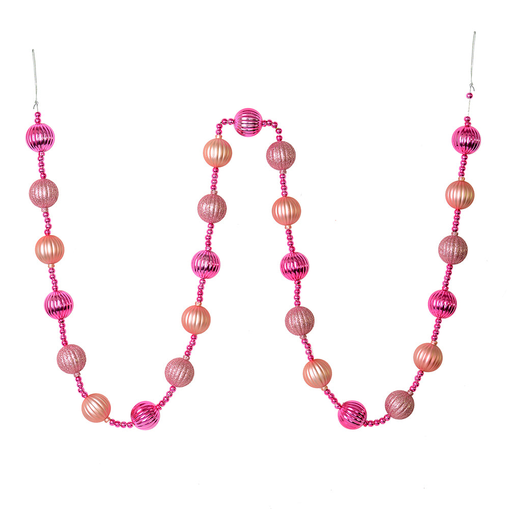 6FT Hot Pink Ball Ornament Christmas Garland