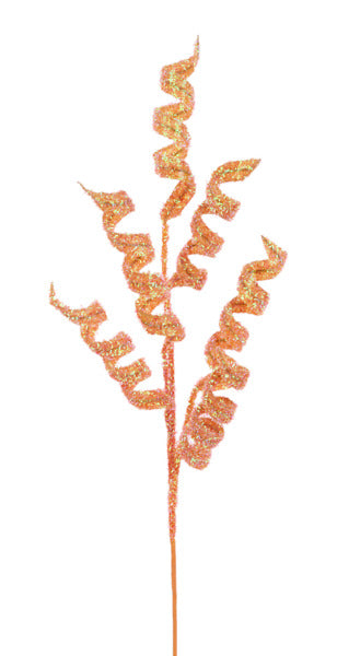 30"L V-CUT FOIL CURLY RIBBON SPRAY IRIDESCENT ORANGE