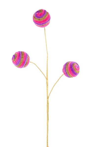24" SWIRL VELVET/LACE BALL SPRAY LAVENDER/HOT PINK/GOLD