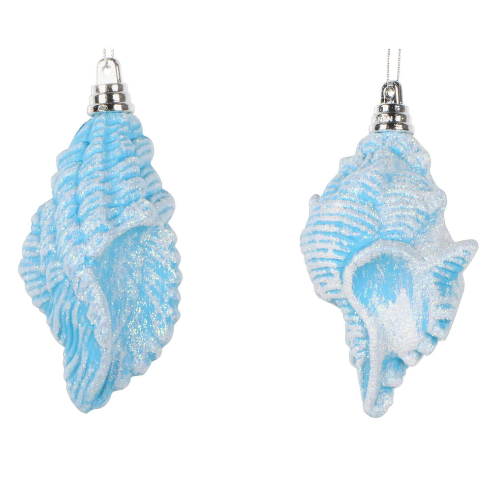 Santa's Sweet Shoppe Collection 4" Turquoise Conch Shell Ornament - SET OF 2