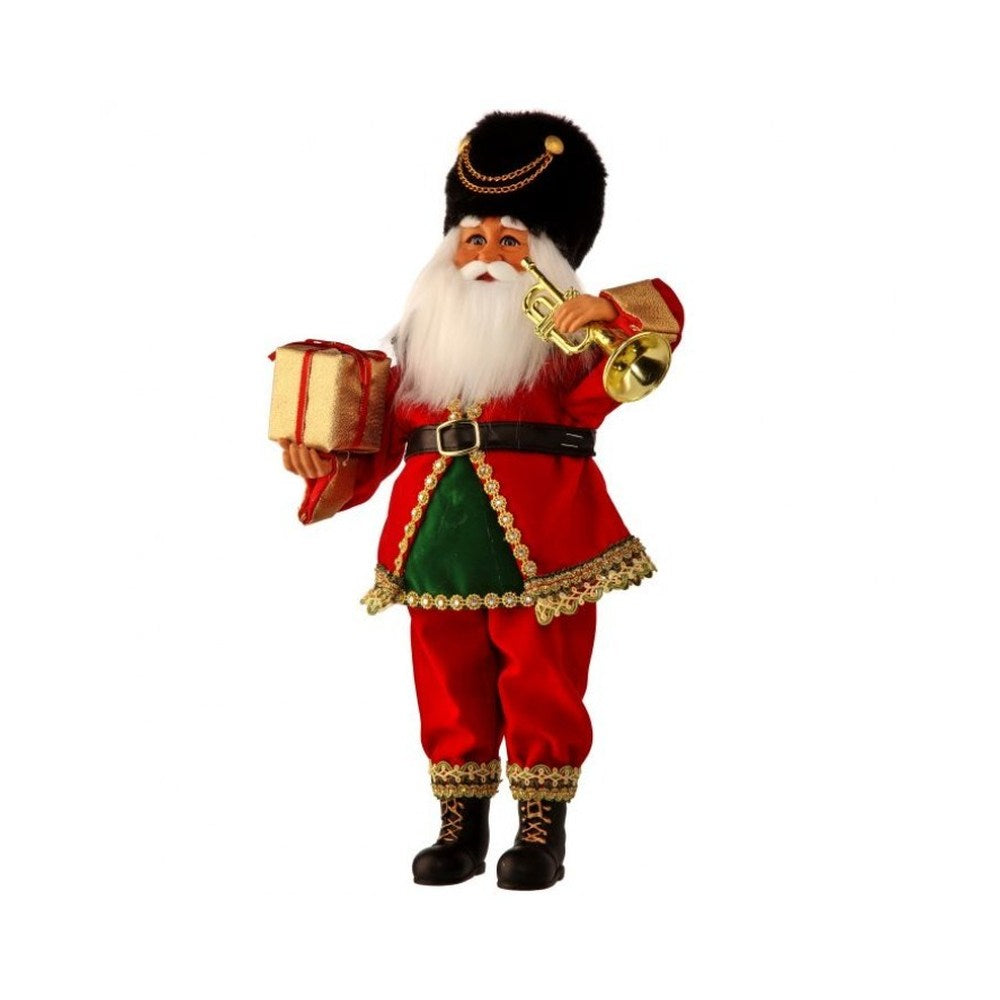 Royal Court Nutcracker Santa with Horn Figurine, 19 inches, Fabric