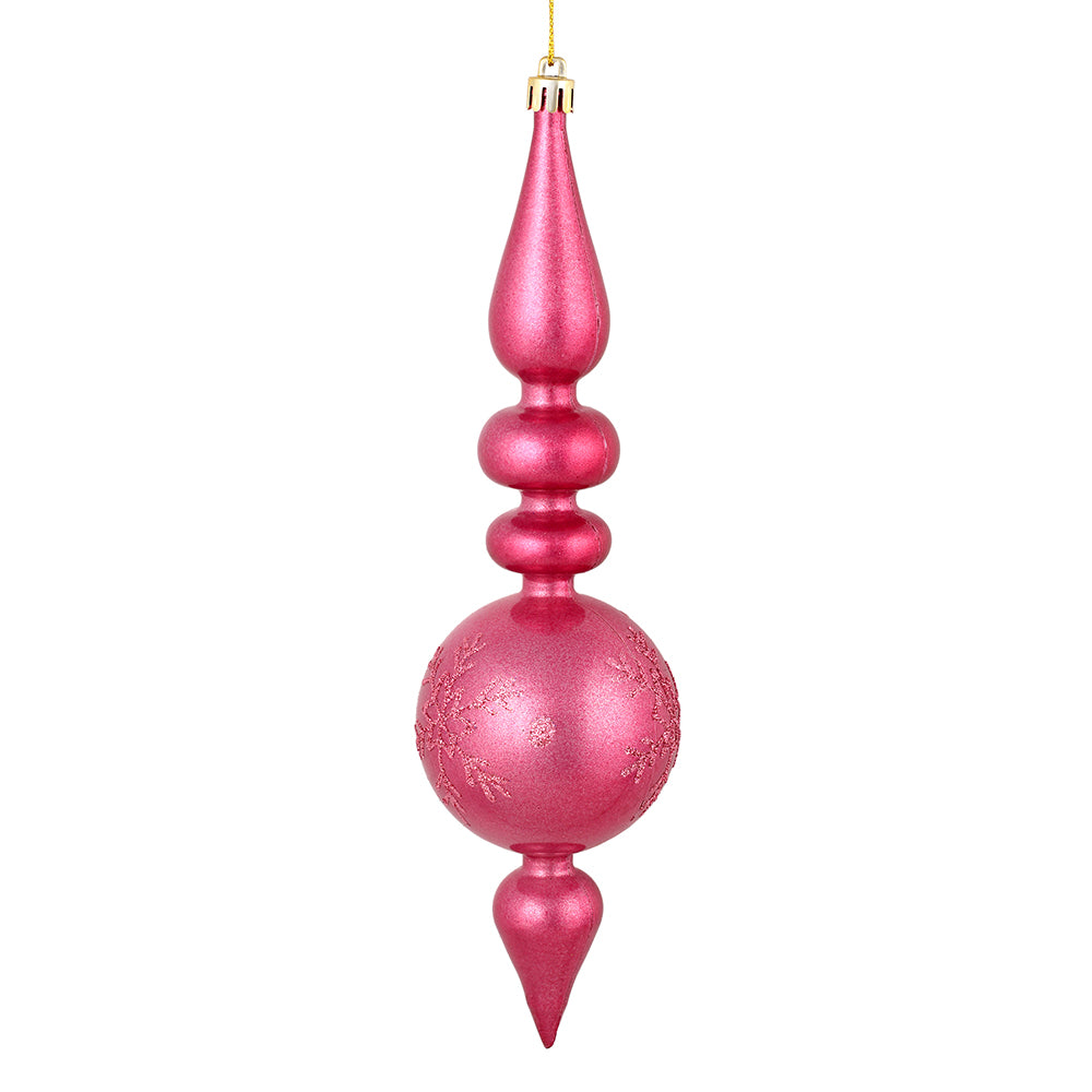 10" Hot Pink Candy Glitter Snowflake Finial Ornament