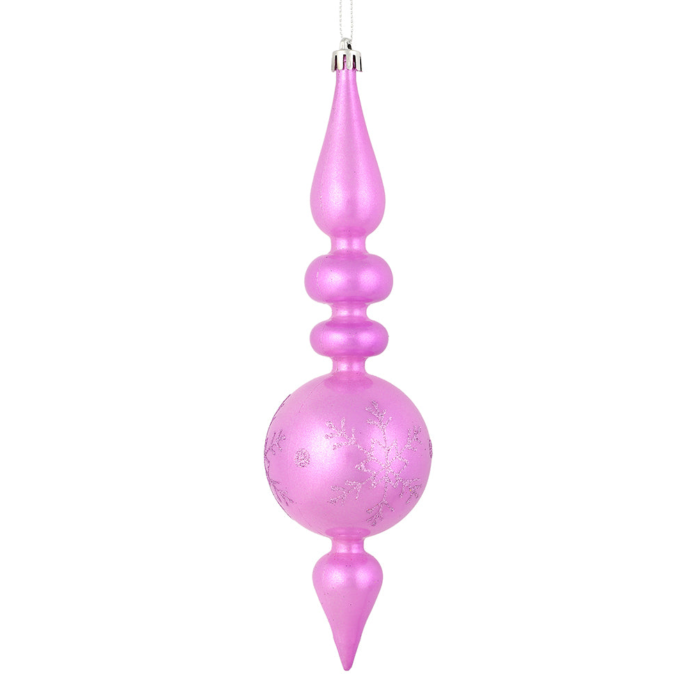 10" Pink Orchid Candy Glitter Snowflake Finial Ornament