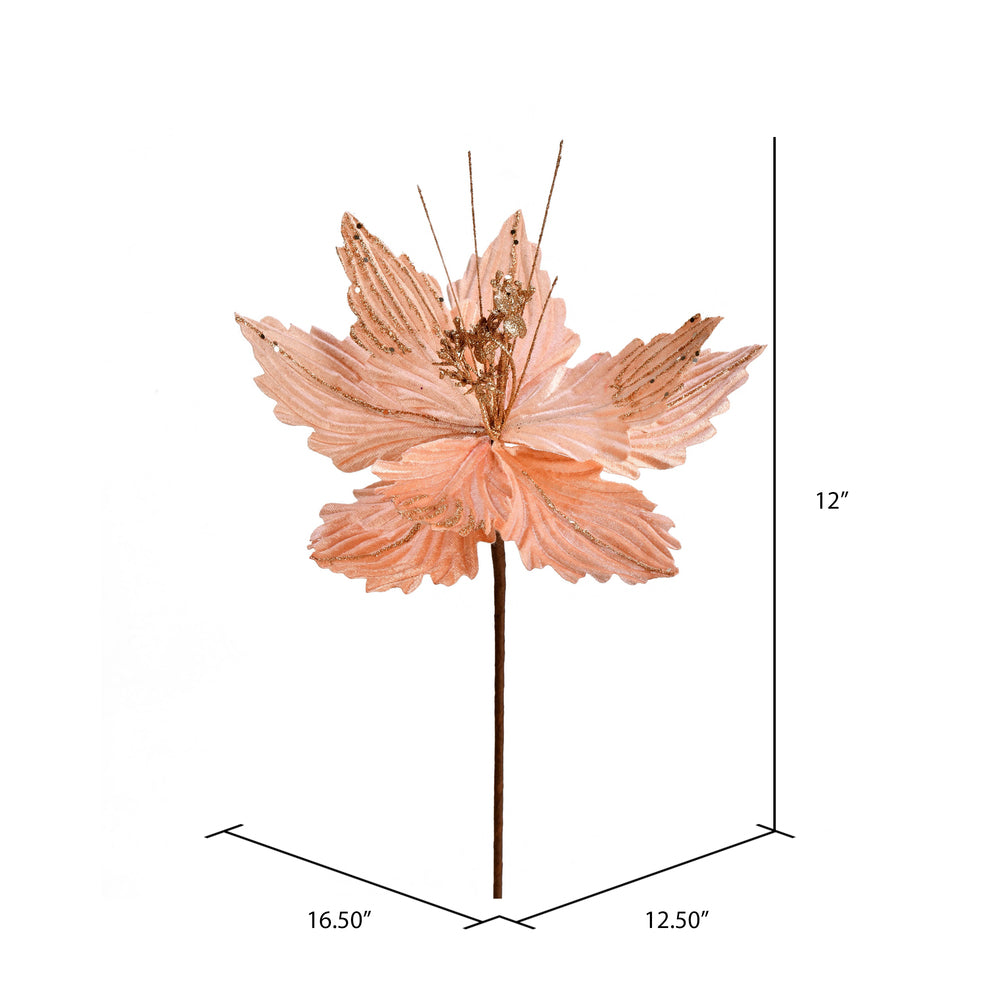 12" x 16" Rose Gold Poinsettia Spray Pick