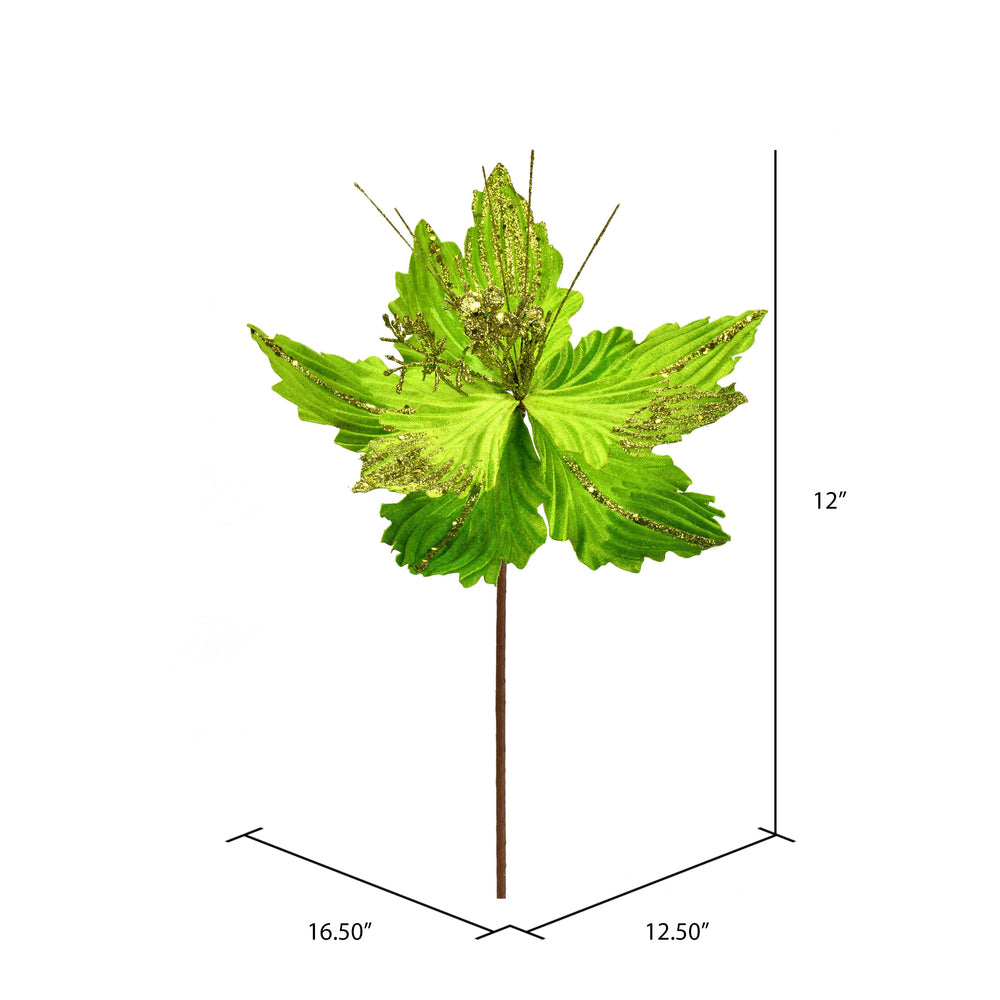 12" x 16" Lime Poinsettia Spray Pick