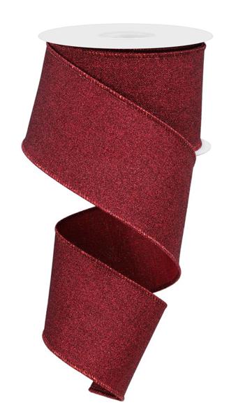 2.5"X10YD FINE GLITTER ON ROYAL-BURGUNDY