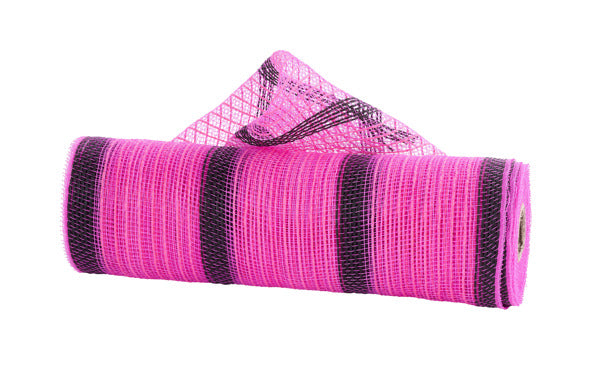 10.5"X10YD FAUX JUTE STRIPED MESH HOT PINK/BLACK