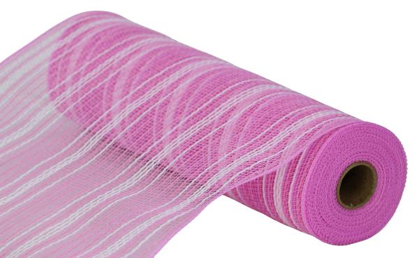 10.25"X10YD FARMHS STRIPE FAUX JUTE MESH PINK/WHITE