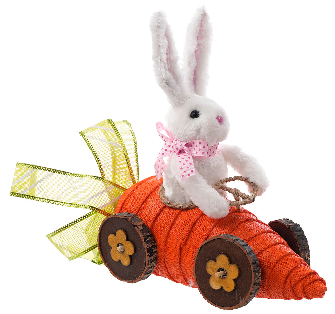 11.5" BUNNY IN CARROT CAR