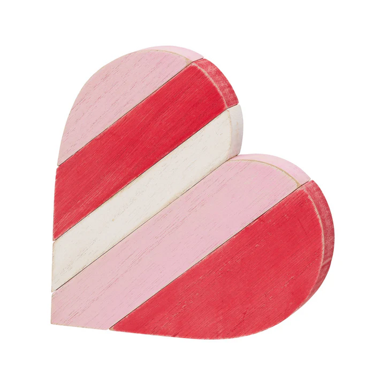 6.5" RED / PINK / WHITE Plank Heart