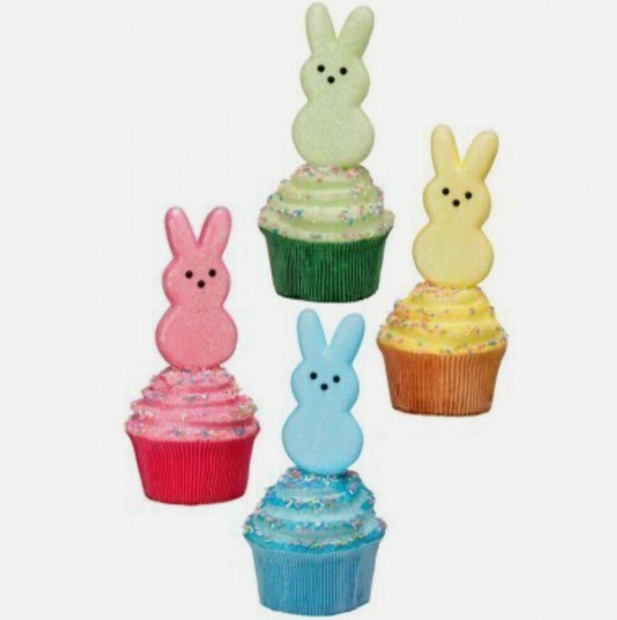 Set of 4 GLITTERED BUNNY PEEP CUPCAKE 8.5"