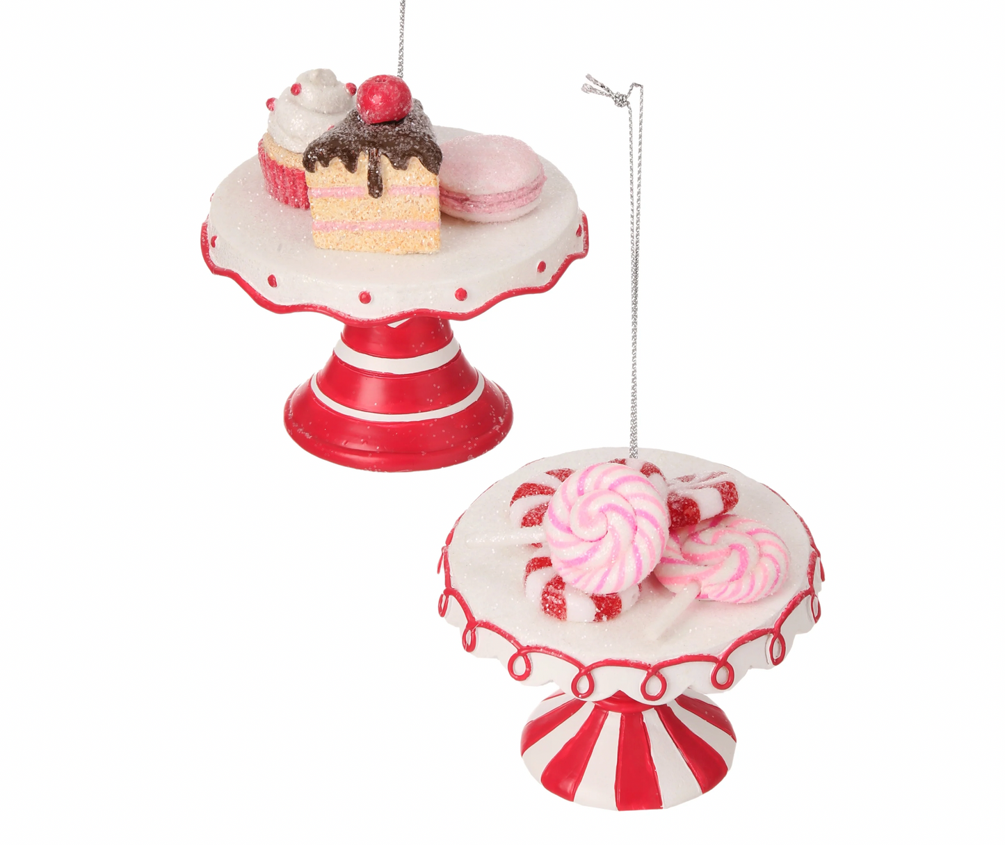 Santa's Sweet Shoppe Collection - 4" RESIN CANDY/ DESSERT PLATE ORNAMENT Set of 2