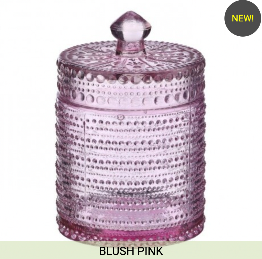 7.5" VINTAGE HOBNAIL GLASS JAR WITH LID