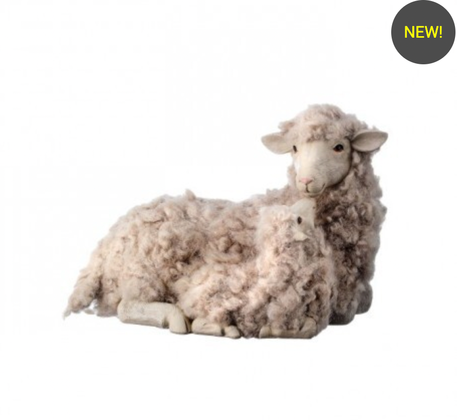 8.5" RESIN WOOL SITTING SHEEP