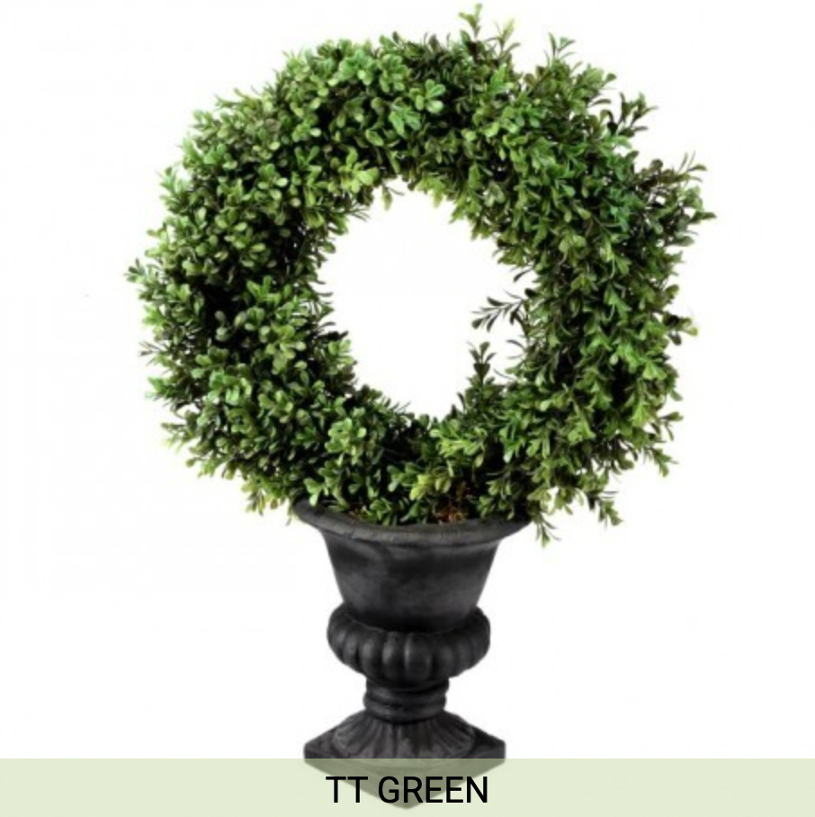 21" PLASTIC BOXWOOD WREATH URN