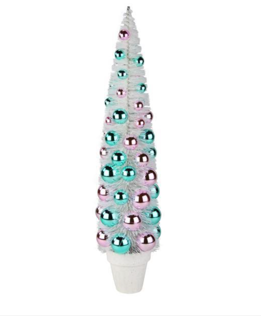 Santa's Sweet Shoppe Collection 22"H FLOCKED BOTTLE BRUSH TREE WHITE/PINK/MINT