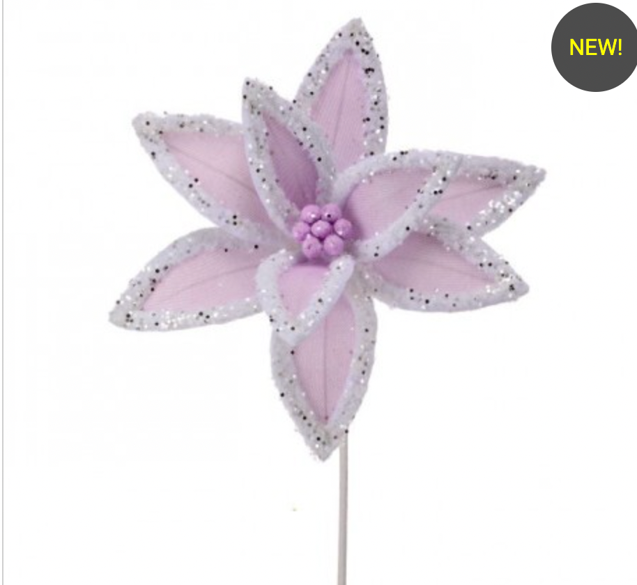 Santa's Sweet Shoppe Collection - 22" WINTER FREEZE POINSETTIA STEM