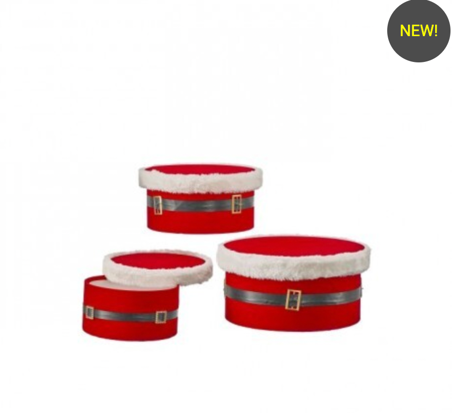 8.5-12" VELVET SANTA BOXES SET OF 3