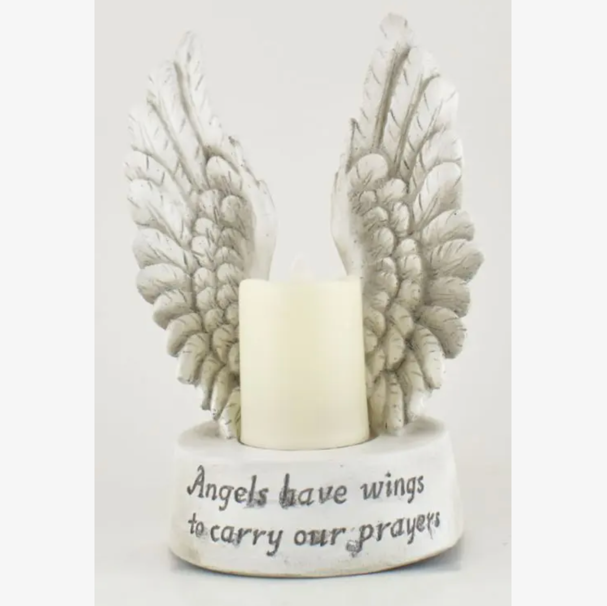 8" ANGEL WINGS CANDLE HOLDER WITH LED CANDLE