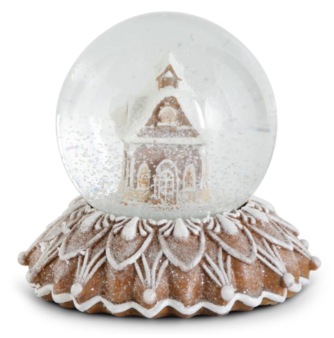 5" Brown Resin Glittered Gingerbread House Snow Globe
