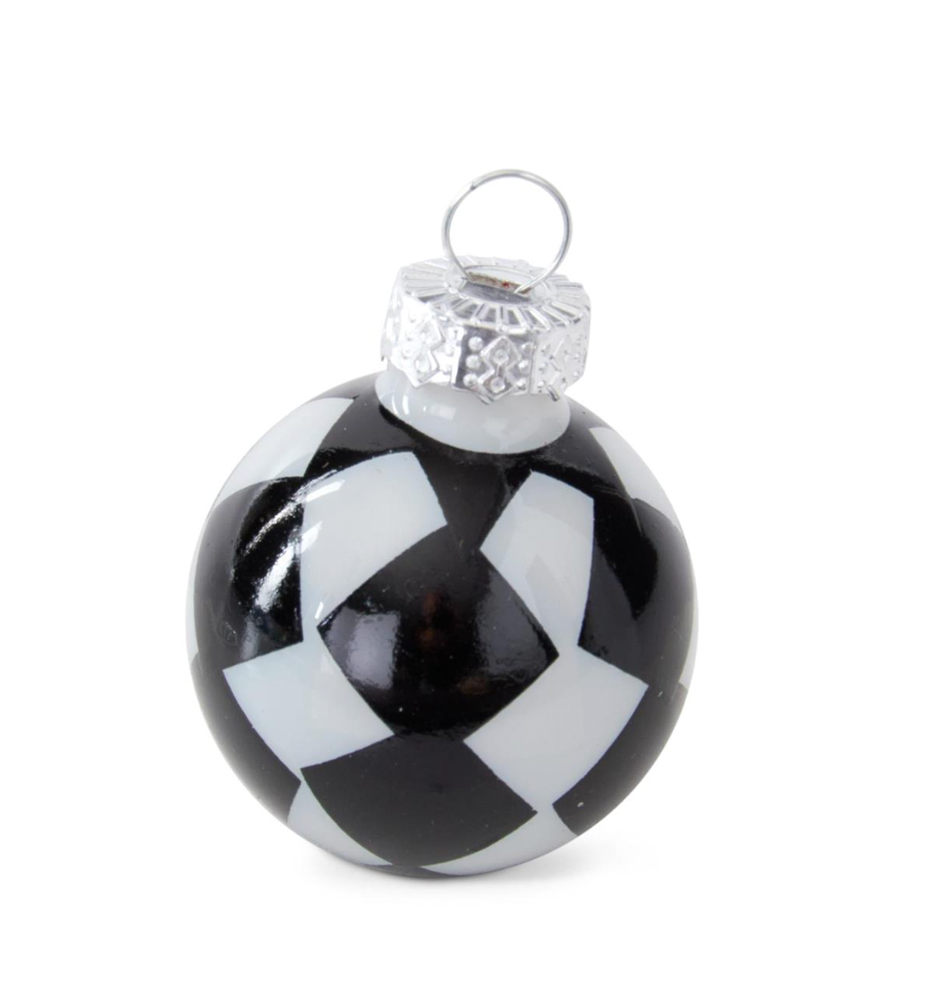 ROYAL COURT COLLECTION - 1 Box of 16 Mini 1" Black & White Check Glass Ornaments
