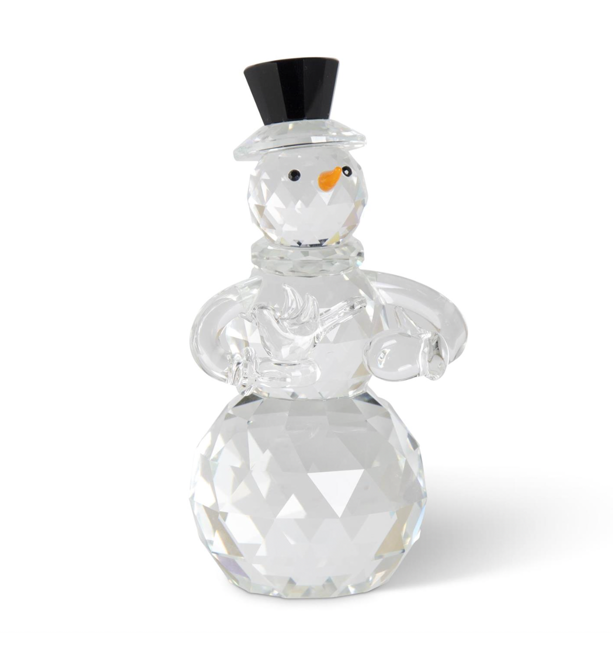 Royal Court Collection - 5" Crystal Snowman w/Carrot Nose & Black Top Hat